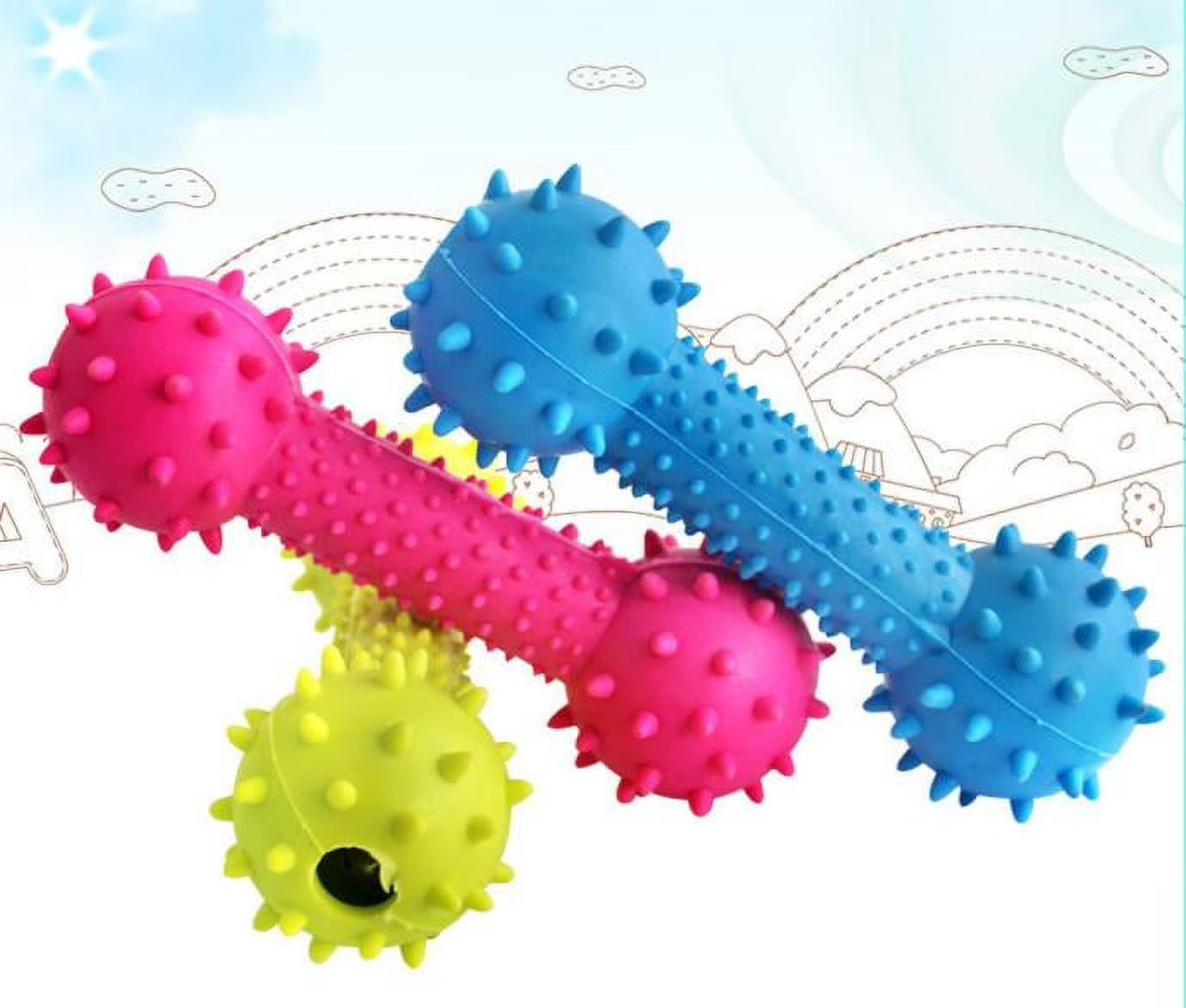 Pets Puppy and Dog Toothbrush Dental Chew Toy Bone, Teeth Cleaning, Teething, Soft Flexible Durable Rubber Dog Toys, Small Treat Holder, Puppy and Small Breeds