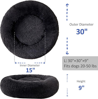 Washable Dog round Bed - Large Donut Dog Bed, Comfy Calming Cuddler