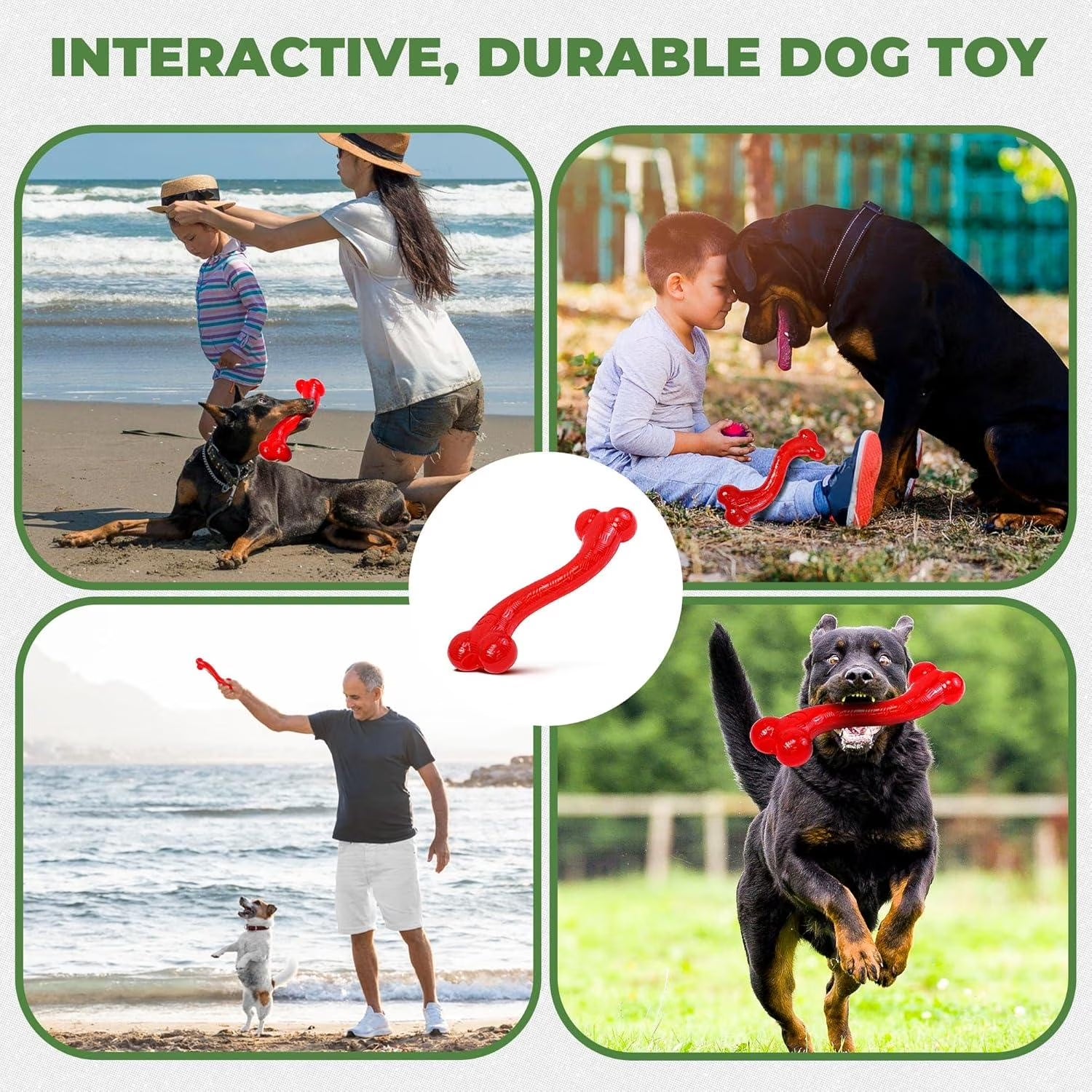 Play Strong Rubber Bones for Dogs, Durable S-Shaped Treat To,For Aggressive Chewers, Large Dogs & Puppies up to 90Lbs , 12In