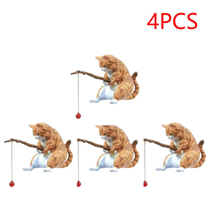 1-5PCS Fishing Cat Aquariums Decorations Fishtanks Hangable Decors Landscape Aquaticpet Fishtank Ornament Desktop Accessories