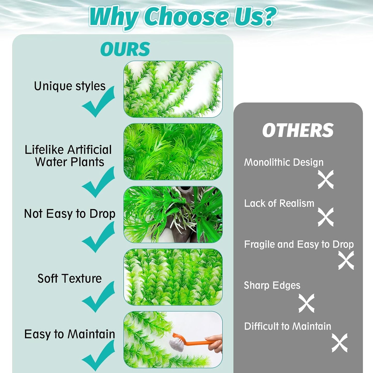 Aquarium Plastic Plants Aquarium Decor Artificial Fish Tank Plants,Tall Fish Tank Decorations, Extra Large Aquarium Plant 20.4-Inch Tall,1Pcs