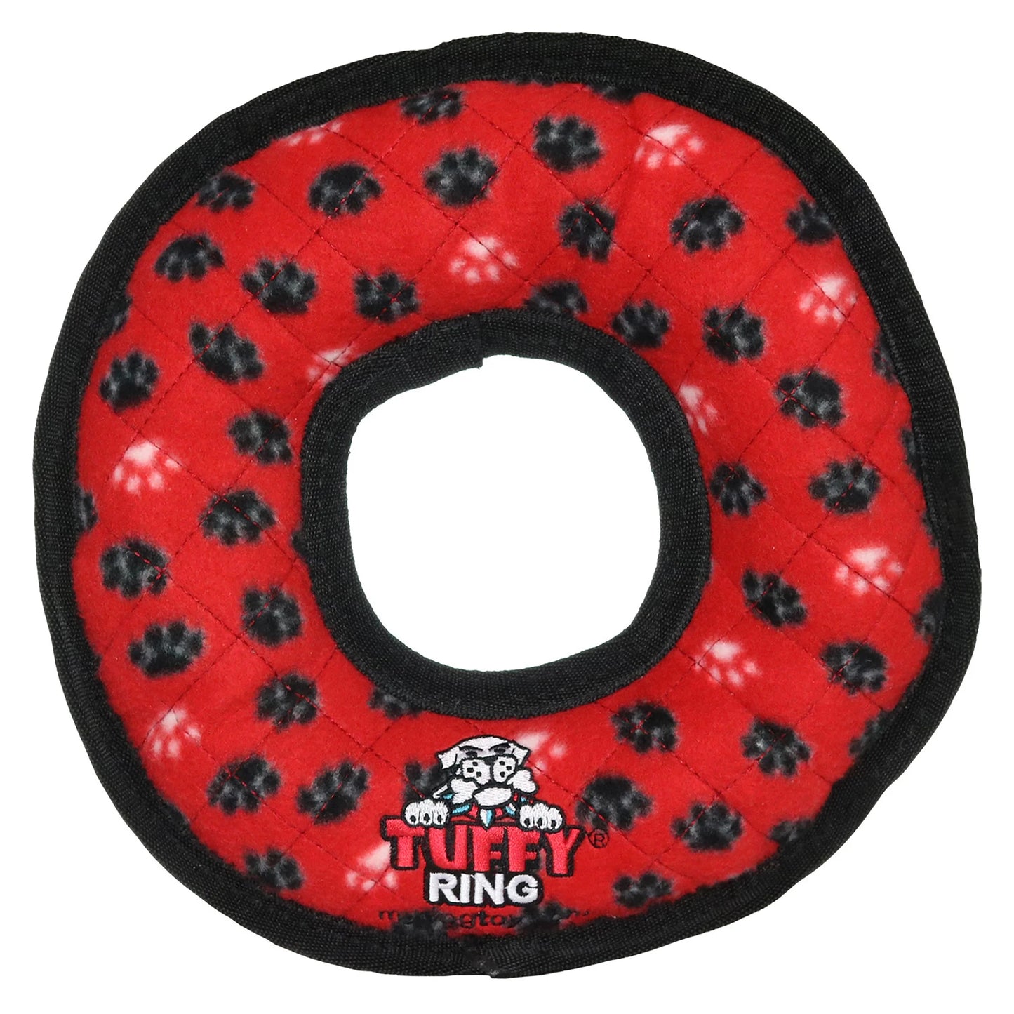 Tuffy Ultimate Ring Red Paw Durable Plush Squeaky Dog Toy