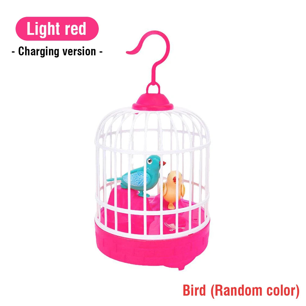 Talking Electric Bird Cage Toys Pet Inductive Voice Controll Simulation Singing Parrot Light Sound Children'S Education Toy Gift