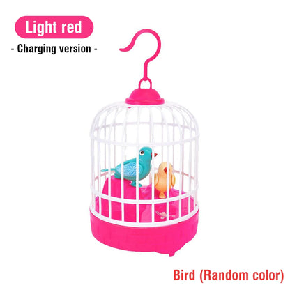 Talking Electric Bird Cage Toys Pet Inductive Voice Controll Simulation Singing Parrot Light Sound Children'S Education Toy Gift