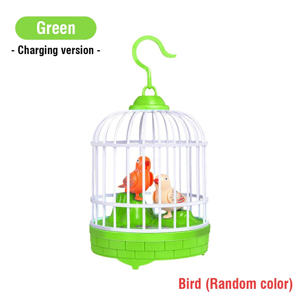 Talking Electric Bird Cage Toys Pet Inductive Voice Controll Simulation Singing Parrot Light Sound Children'S Education Toy Gift