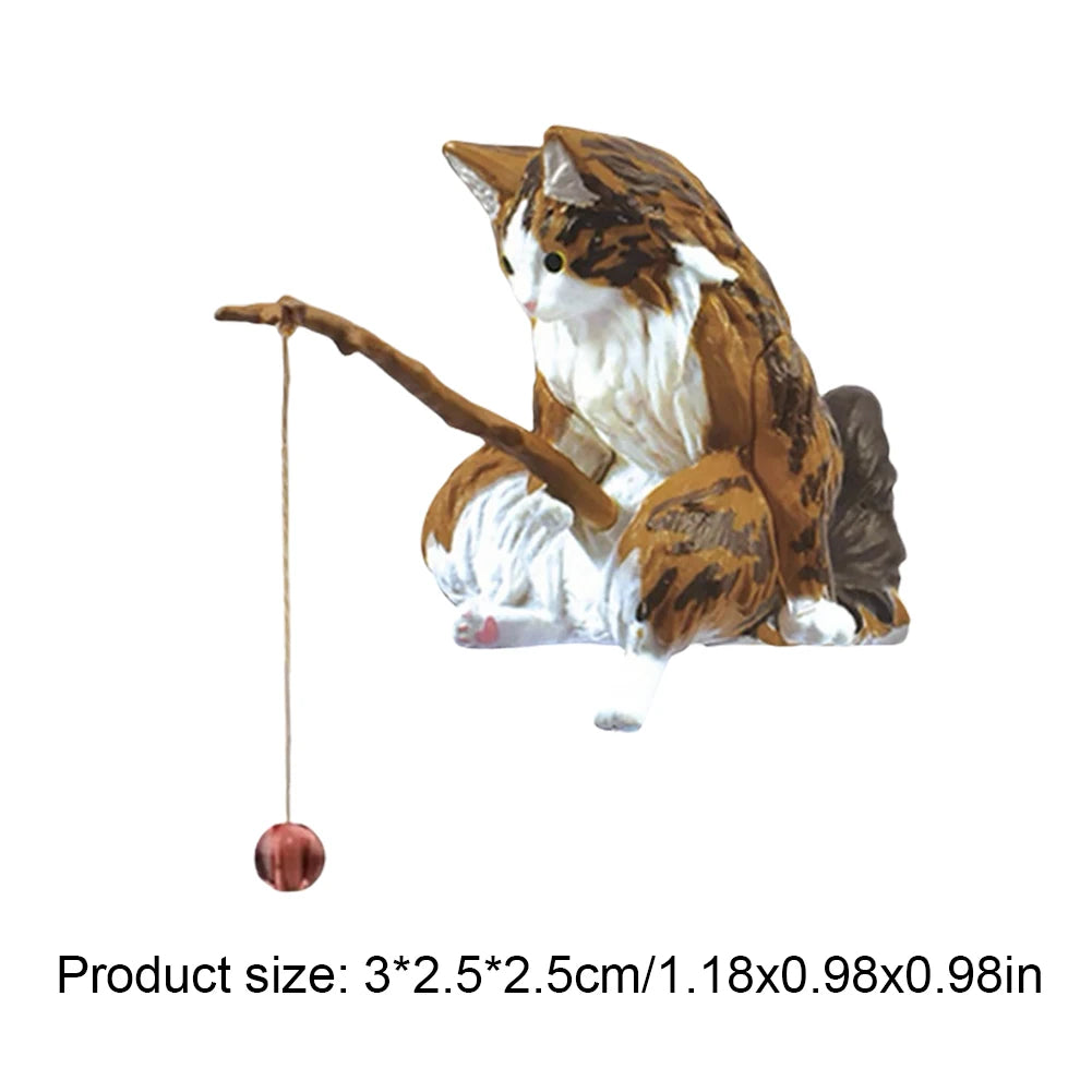 1-5PCS Fishing Cat Aquariums Decorations Fishtanks Hangable Decors Landscape Aquaticpet Fishtank Ornament Desktop Accessories