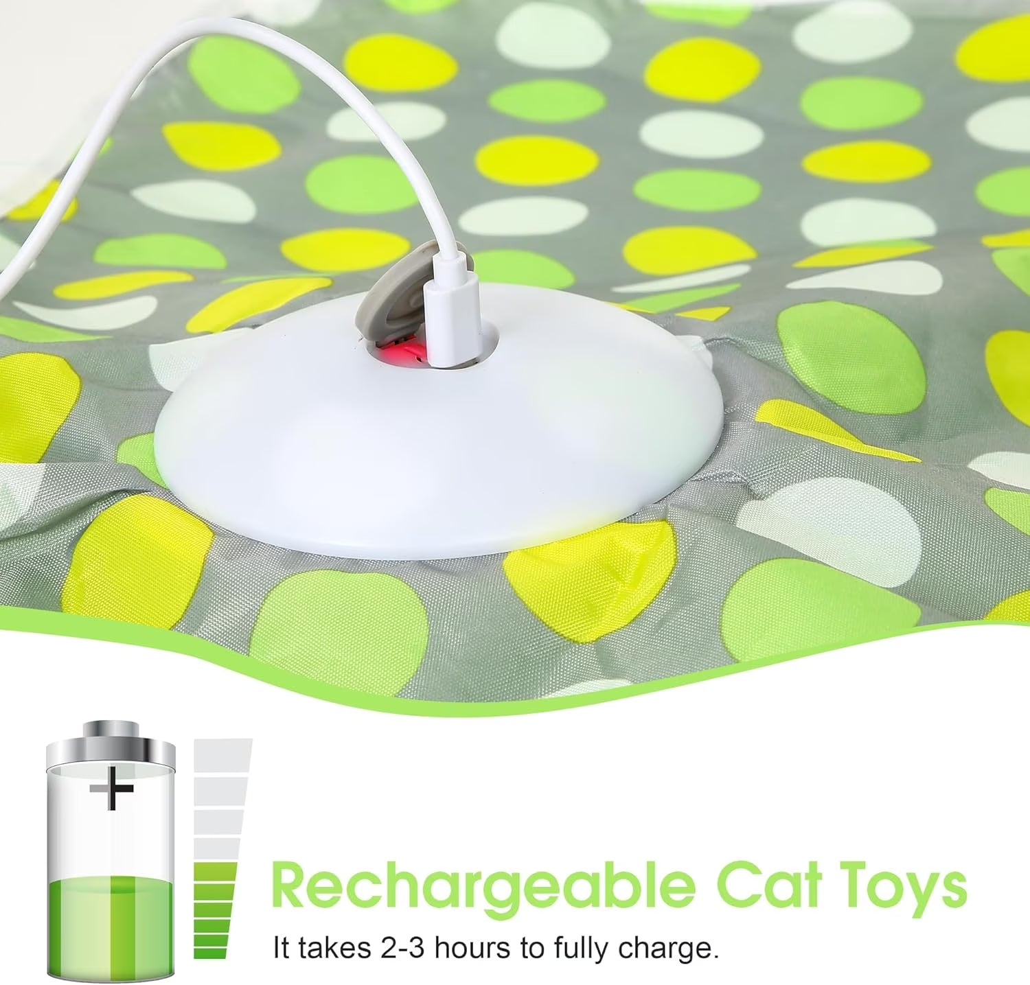 Interactive Cat Toy, Self-Employment, Electric Cat Toy, Intelligence Toy for Cats with Removable Feathers, Automatic Mouse Catching Game, Green