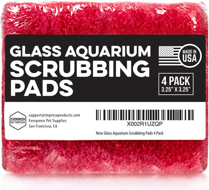 Aquarium Glass Cleaner Sponge - Non-Scratch Aquarium Glass Scrubber - Durable Tank Sponge Cleaner - Ergonomic Fish Tank Pad - Pack of 4, Red, 3.25 in X 3.25 in X 1 In