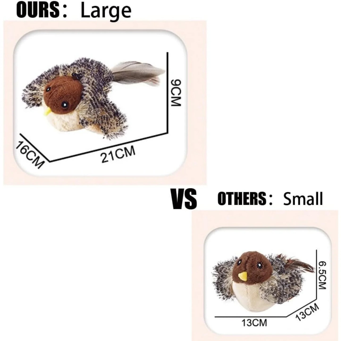 Interactive Chirping Bird Cat Toy，Automatic Chirping Flying Bird Cat Toy,Flapping Bird Cat Toy with Feather Tail,Chirping Bird Cat Toy Flapping Wings with Melody Chaser