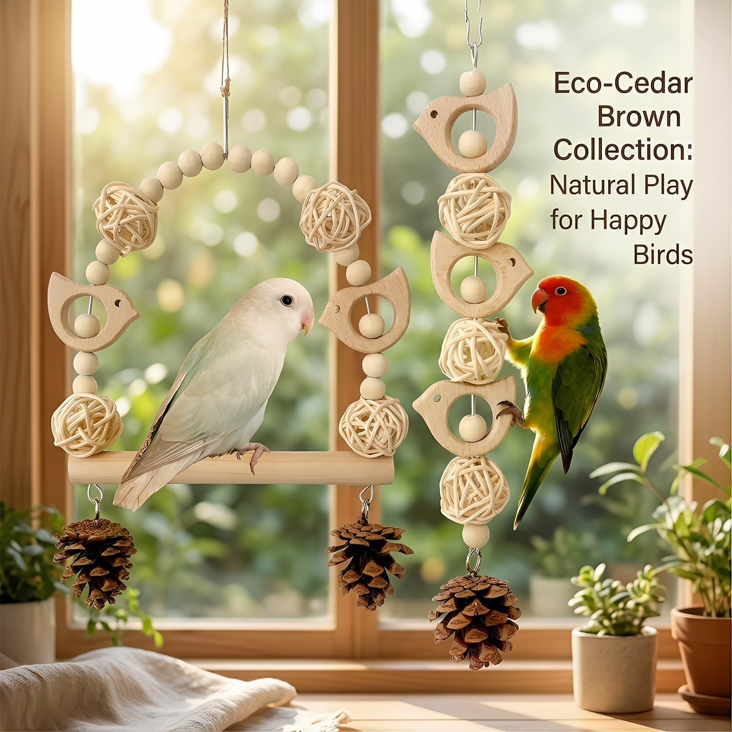 Bird Swing Bird Toys Parrot Toys Parakeet Toys Bird Cage Accessories for Budgerigar, Parakeet, Conure, Cockatiel, Mynah, Love Birds, Finches (A)