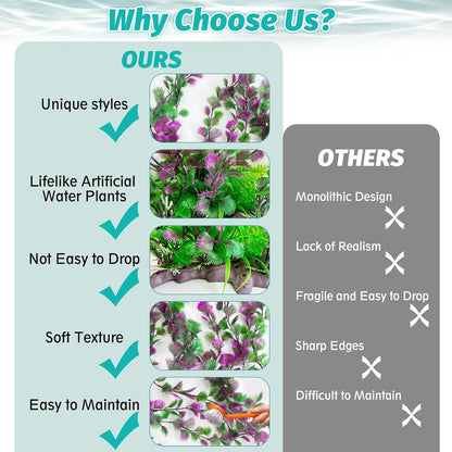 Aquarium Plastic Plants Aquarium Decor Artificial Fish Tank Plants,Tall Fish Tank Decorations, Extra Large Aquarium Plant 20.4-Inch Tall,1Pcs