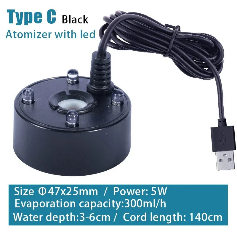2-IN-1 USB 5V Water Pump Ultrasonic Atomizer Mist Maker Fogger for Pond Garden Rockery Fountain Fish Tank Landscaping Humidifier