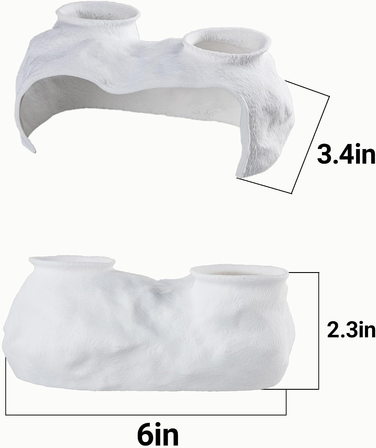 Dual-Entrance Rock-Texture Cave – Fish Tank Shelter & Aquarium Decor with 2 Tunnels, 6×3.4×2.3In (White)