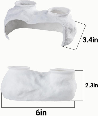 Dual-Entrance Rock-Texture Cave – Fish Tank Shelter & Aquarium Decor with 2 Tunnels, 6×3.4×2.3In (White)