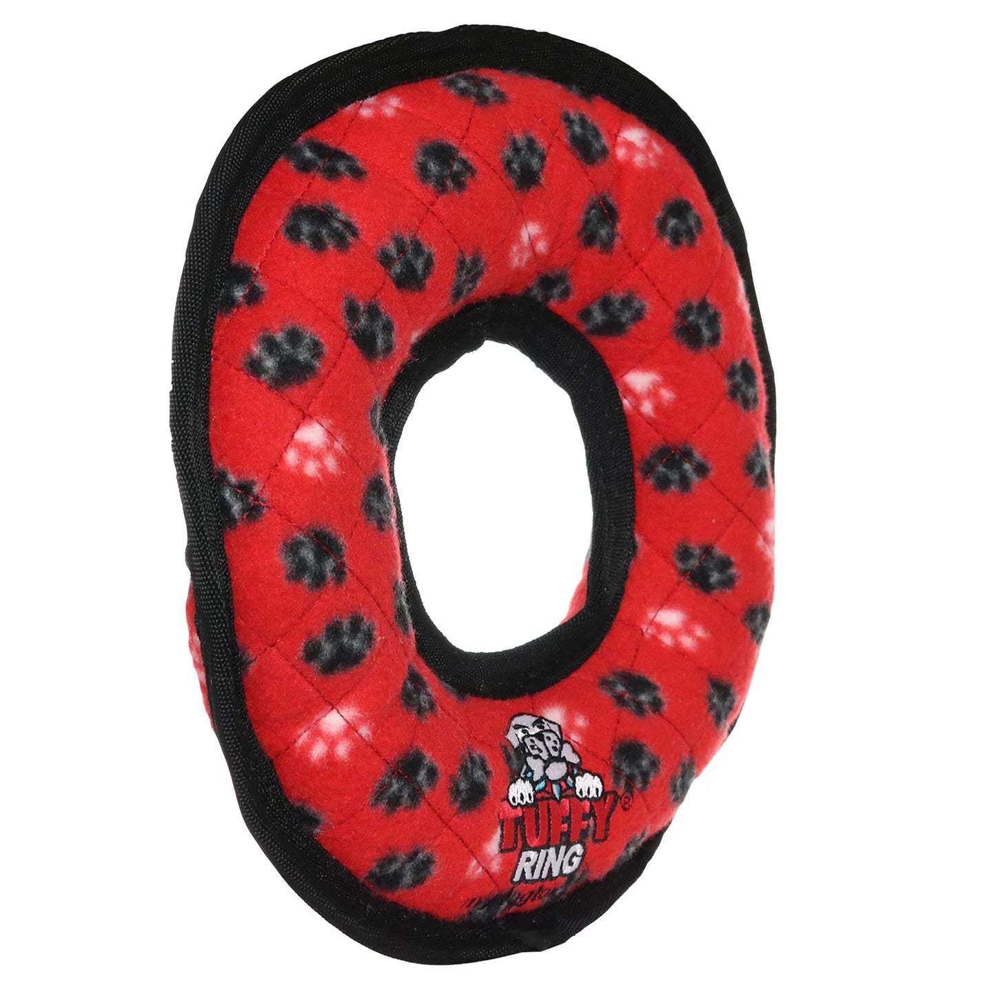 Tuffy Ultimate Ring Red Paw Durable Plush Squeaky Dog Toy