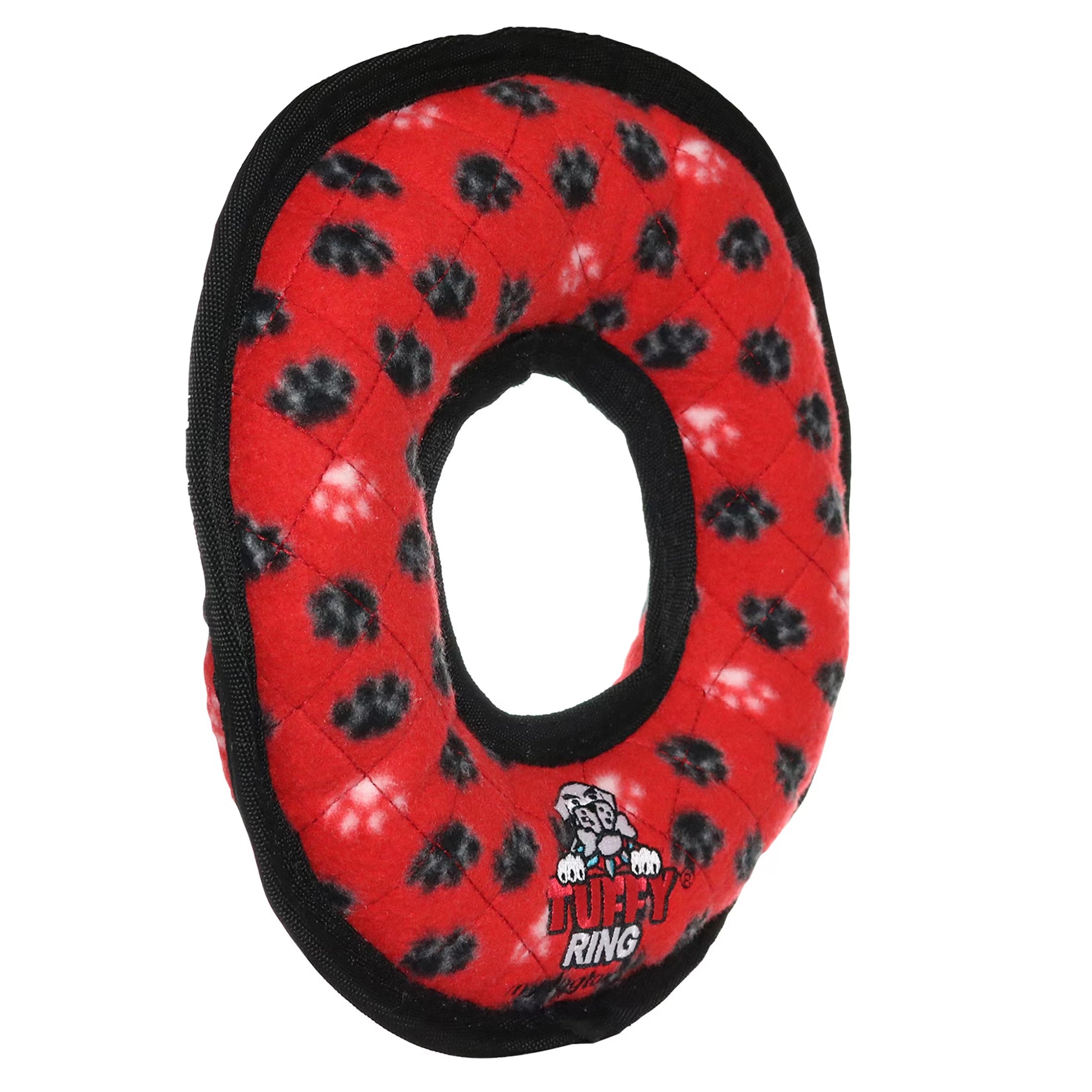 Tuffy Ultimate Ring Red Paw Durable Plush Squeaky Dog Toy