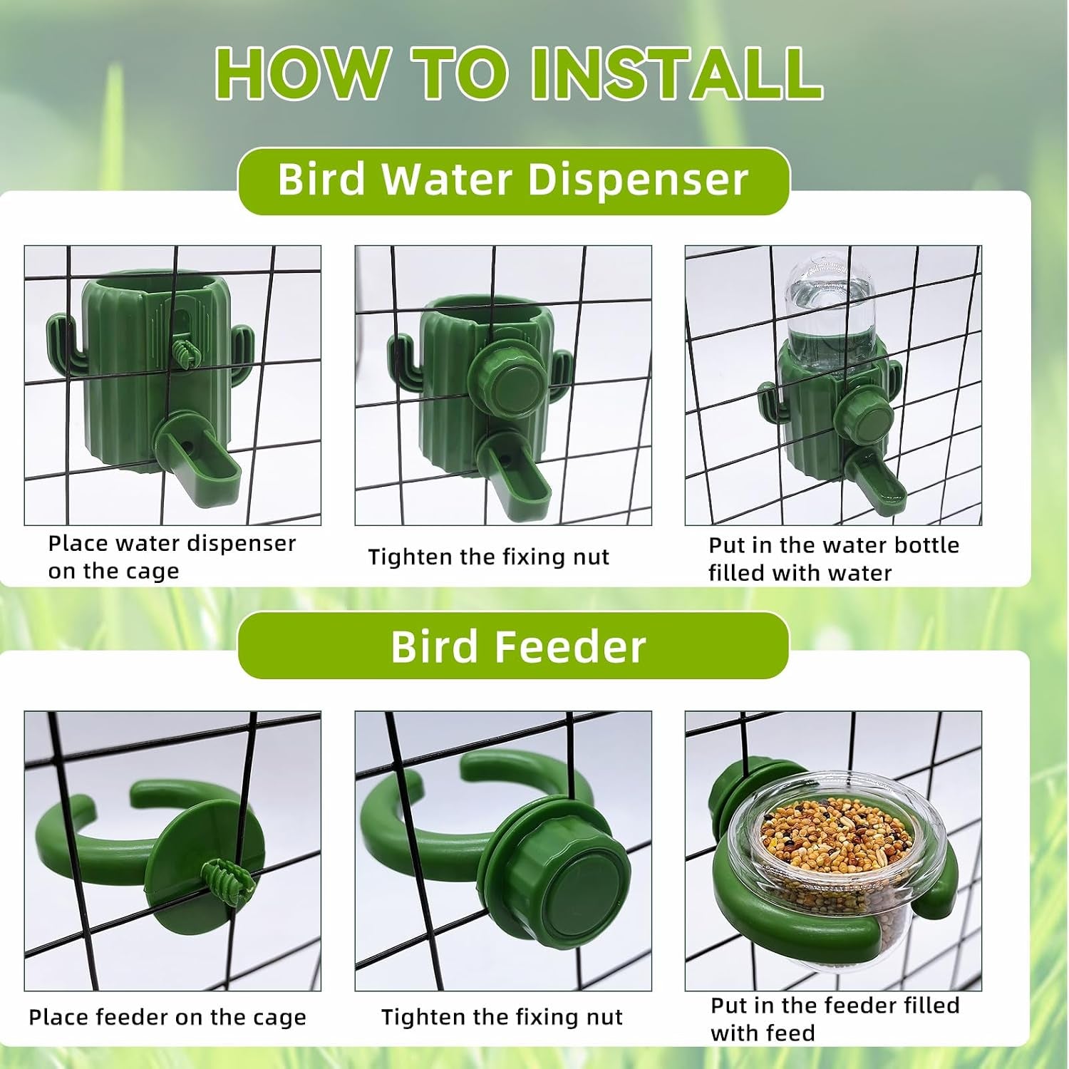 3Pcs No Mess Bird Water Dispenser Bird Cage Feeder Accessories for Parakeet | Plastic,Automatic,Installation,Washable,Detachable,With Bird Food Feeder Perch Stand,For Lovebirds Cockatiel Budgie
