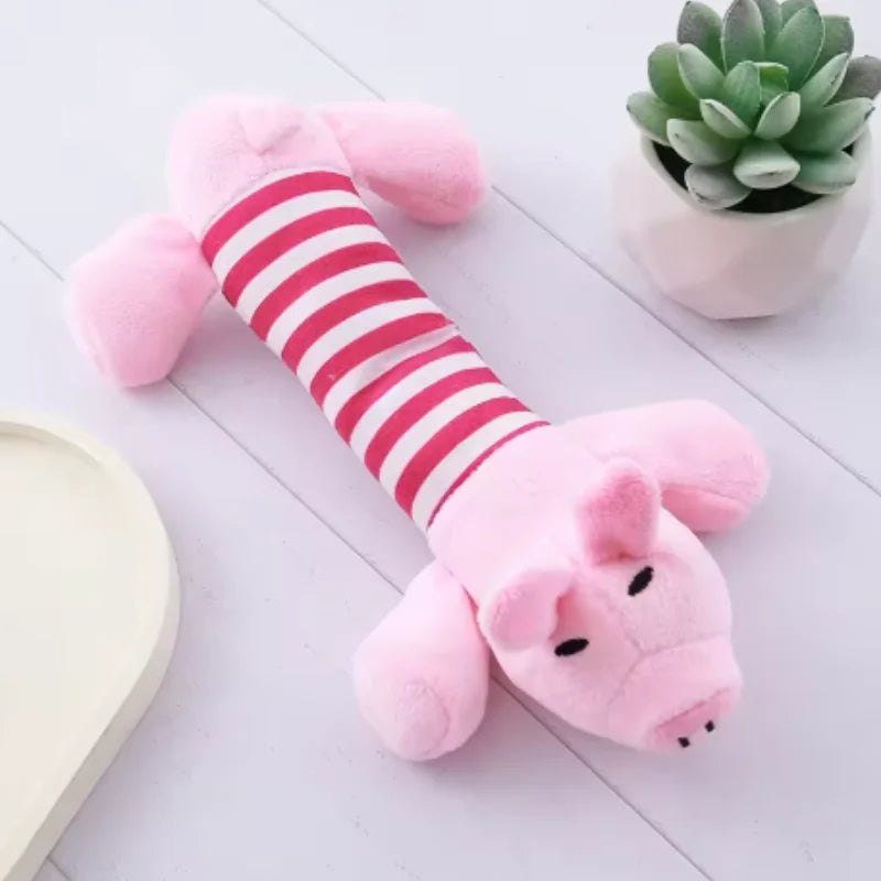 New Durable Pet Dog Plush Toy for Small Breeds - Animal Shape Squeaky Chew Cleaning Toy for Chihuahua Yorkshire Bichon Puppies