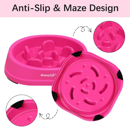 Slow Feeder Dog Bowls, Non Slip Cat Food Bowls, Bloat Stop Maze Pet Dishes, Interactive Feeder for Small Breeds 1 Cup Purple