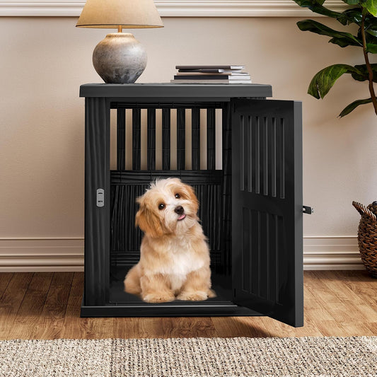 Dog Crate Furniture,Dog Kennel Indoor for Small Dogs,30"X21"X 25" | Heavy Duty Dog Crate Furniture, End Table & TV Stand, Secure Lock, Easy Assembly, Fits Small Dogs, Black