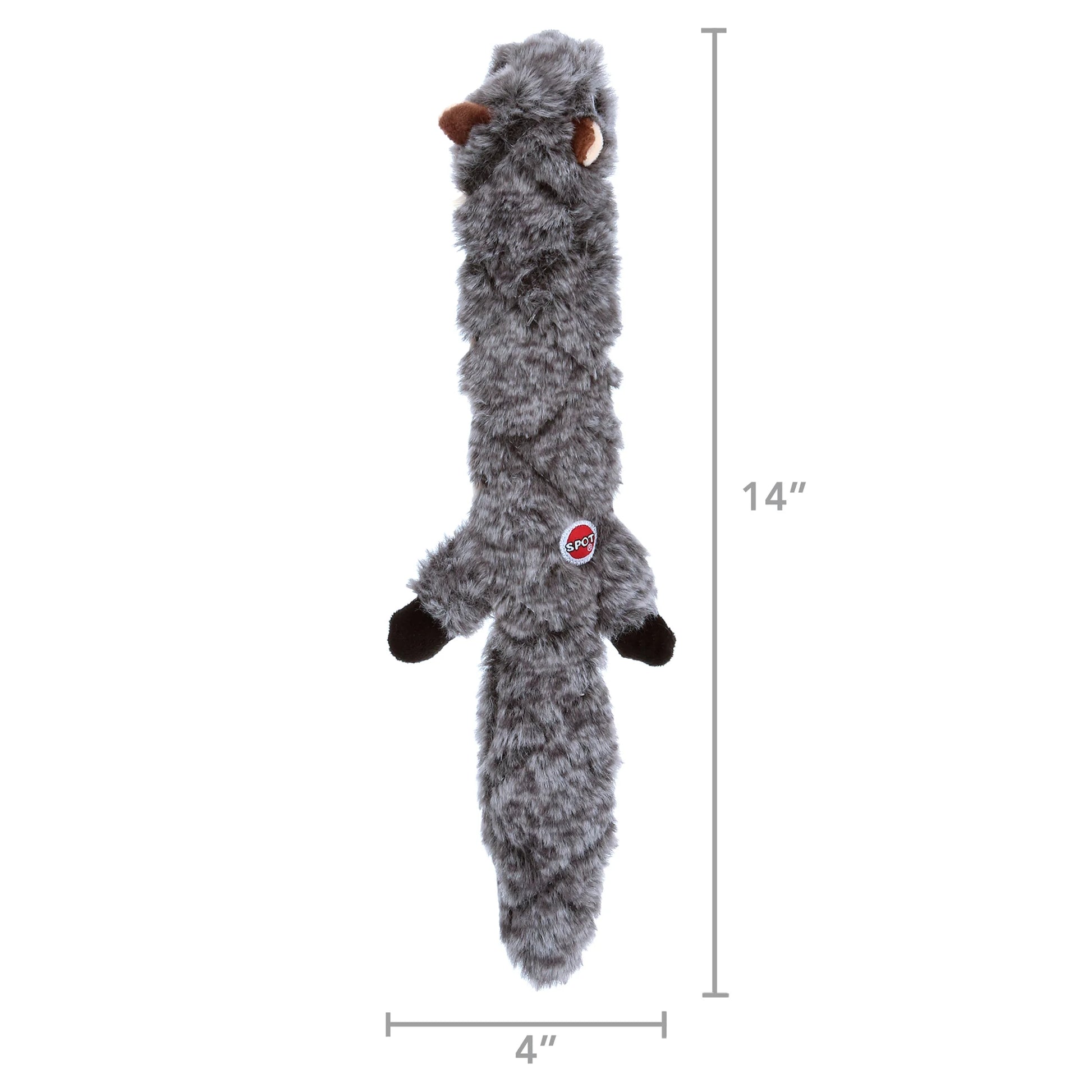 SPOT Skinneeez Extreme Quilted Squirrel Dog Toy, Stuffing Free with 4 Layers of Diamond Stitched Fabric & 2 Squeakers, for Small and Medium Aggressive Chewers, 14In