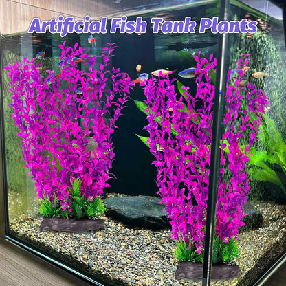 Aquarium Plastic Plants Aquarium Decor Artificial Fish Tank Plants,Tall Fish Tank Decorations, Extra Large Aquarium Plant 20.4-Inch Tall,2Pcs