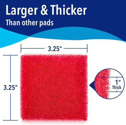 Aquarium Glass Cleaner Sponge - Non-Scratch Aquarium Glass Scrubber - Durable Tank Sponge Cleaner - Ergonomic Fish Tank Pad - Pack of 4, Red, 3.25 in X 3.25 in X 1 In