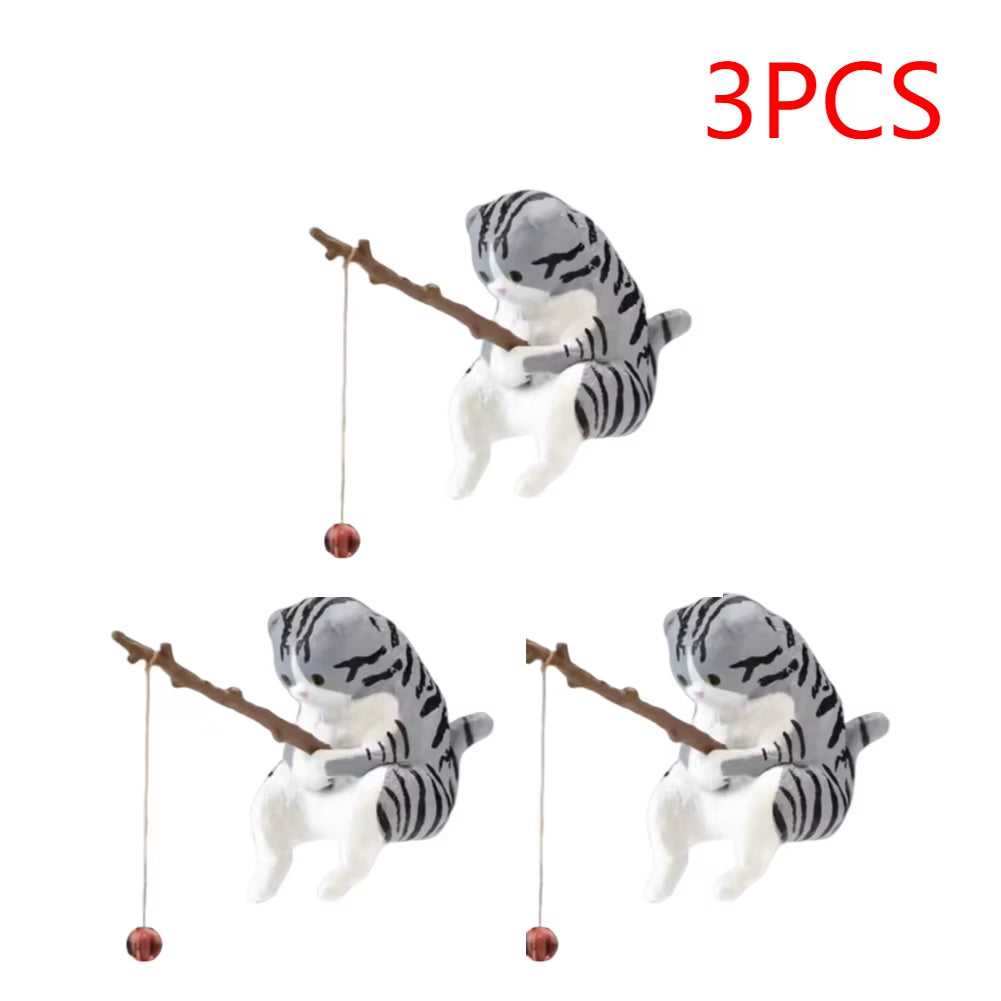 1-5PCS Fishing Cat Aquariums Decorations Fishtanks Hangable Decors Landscape Aquaticpet Fishtank Ornament Desktop Accessories