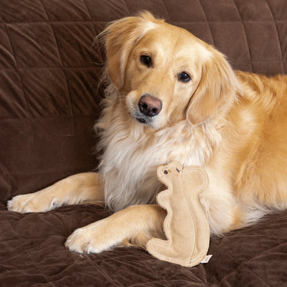 Dura-Fused Squirrel Dog Toy, Real Leather & Jute Fabric Toy for Moderate Chewers, Small & Medium Dogs, 8In