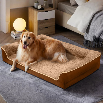Dog Bed for Large Medium Small Dogs Orthopedic Dog Sofa Bed Non Slip Pet Couch with Removable Washable Cover Supportive Egg Crate Foam S to XL, Brown