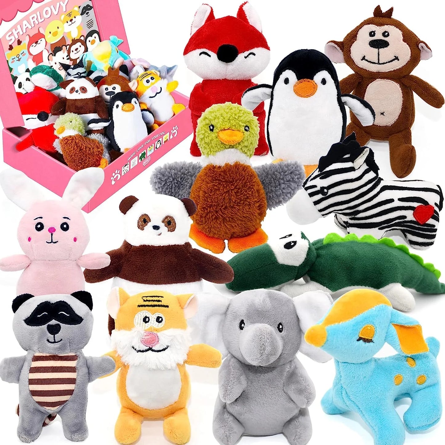 Dog Squeaky Toys for Small Dogs,Stuffed Animal Puppy Toys,Cute Puppy Chew Toys for Dog Teething Toys, Pet Toys for Small to Medium Dogs,Soft Dog Toys,Plush Dog Toy Pack 12 in Gift Box