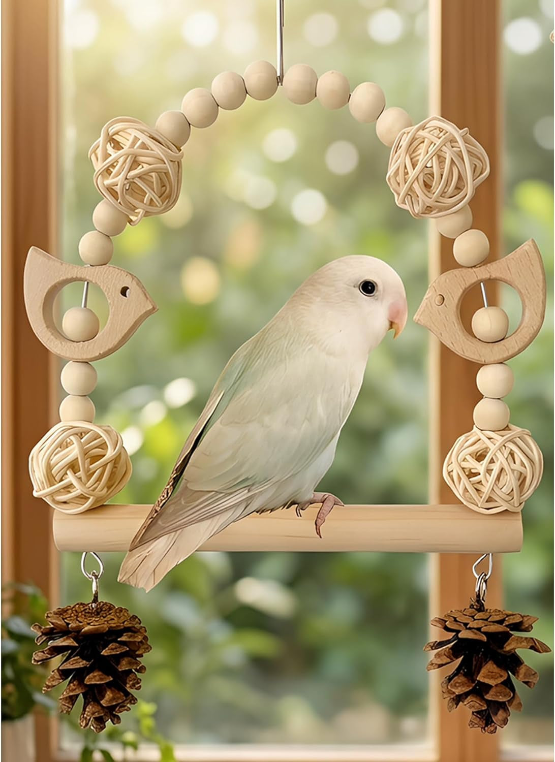 Bird Swing Bird Toys Parrot Toys Parakeet Toys Bird Cage Accessories for Budgerigar, Parakeet, Conure, Cockatiel, Mynah, Love Birds, Finches (A)