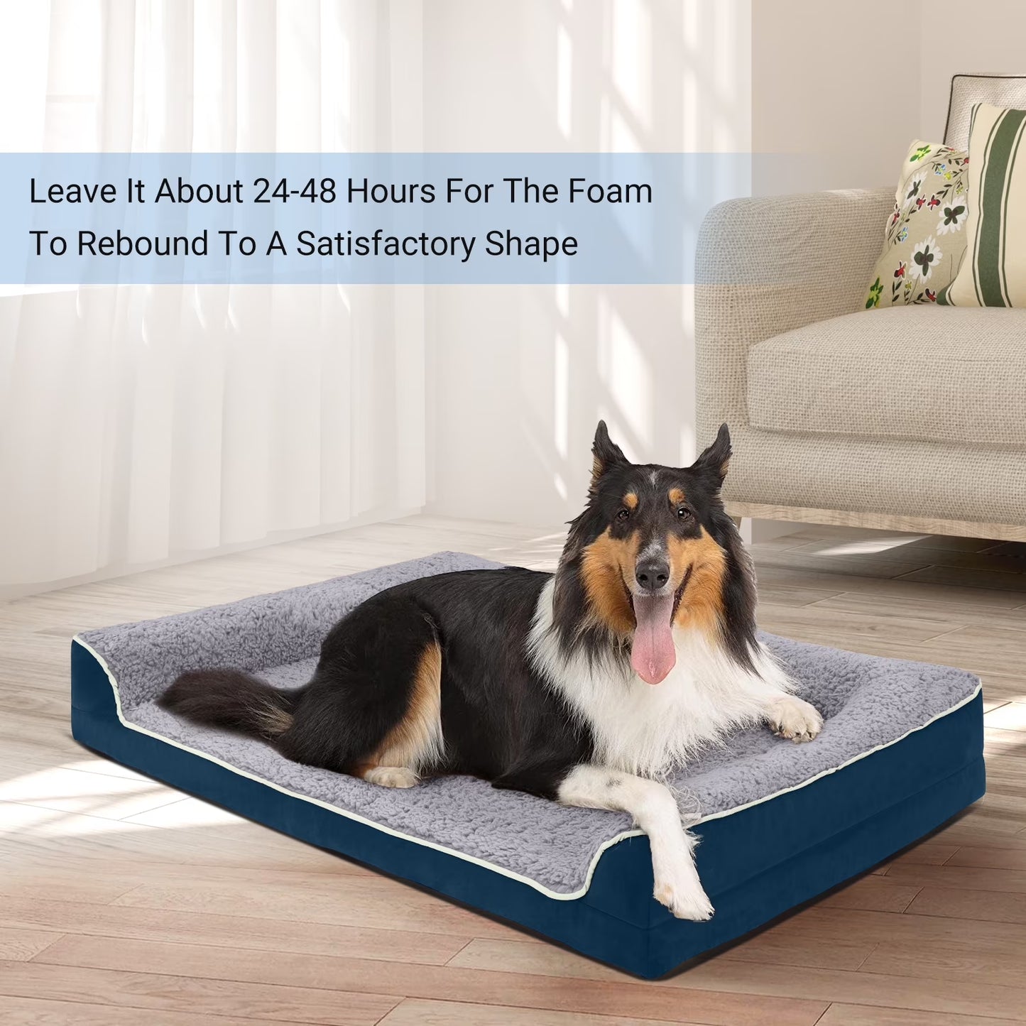 Dog Bed for Large Medium Small Dogs Orthopedic Dog Sofa Bed Non Slip Pet Couch with Removable Washable Cover Supportive Egg Crate Foam S to XL
