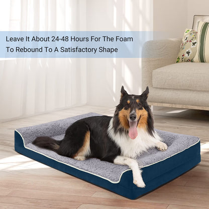Dog Bed for Large Medium Small Dogs Orthopedic Dog Sofa Bed Non Slip Pet Couch with Removable Washable Cover Supportive Egg Crate Foam S to XL