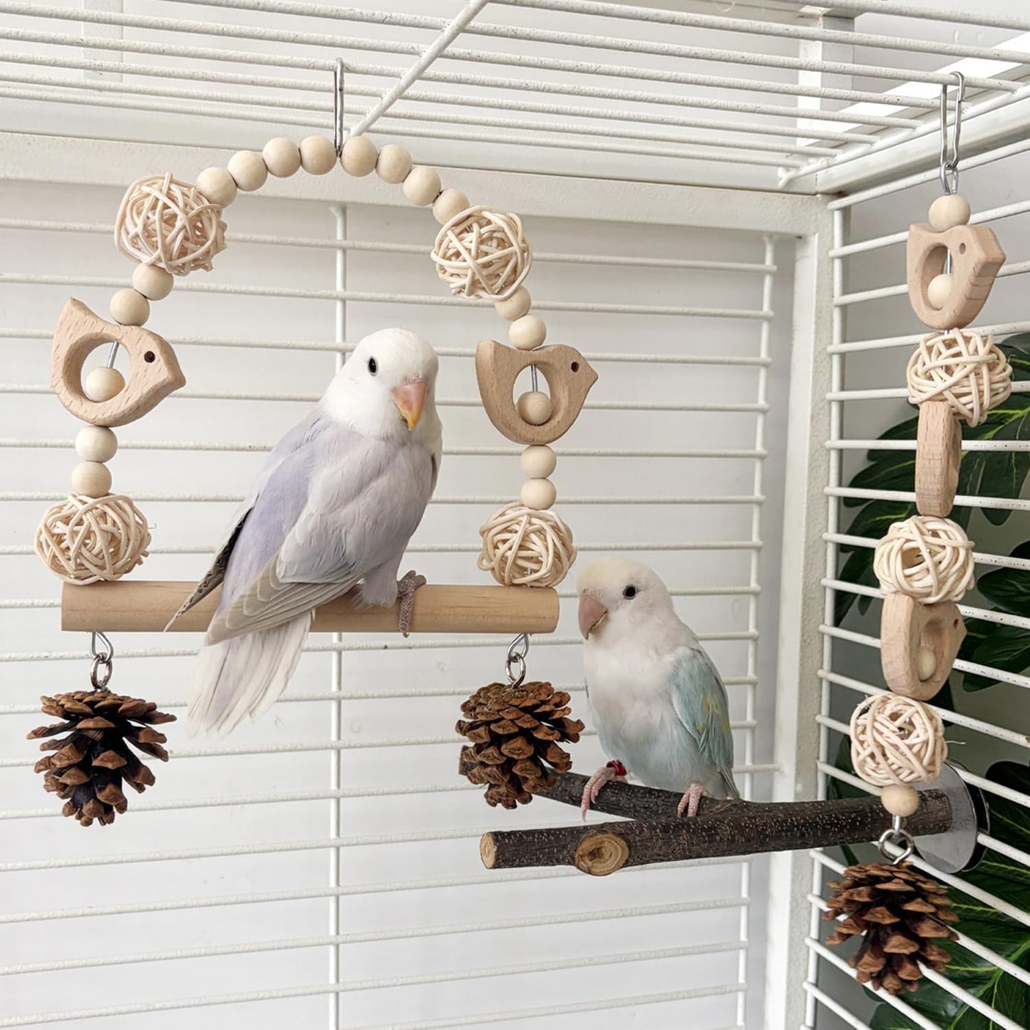 Bird Swing Bird Toys Parrot Toys Parakeet Toys Bird Cage Accessories for Budgerigar, Parakeet, Conure, Cockatiel, Mynah, Love Birds, Finches (A)
