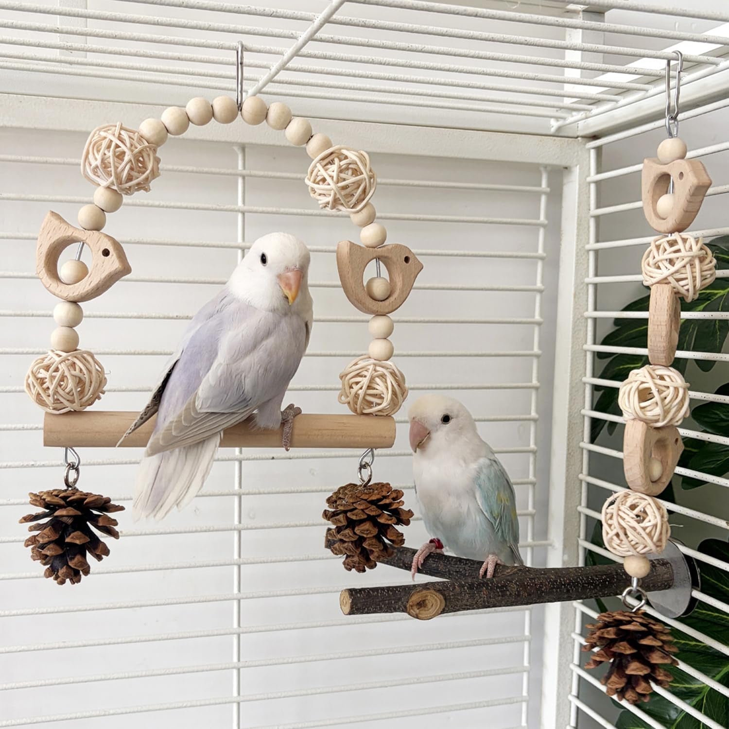 Bird Swing Bird Toys Parrot Toys Parakeet Toys Bird Cage Accessories for Budgerigar, Parakeet, Conure, Cockatiel, Mynah, Love Birds, Finches (A)