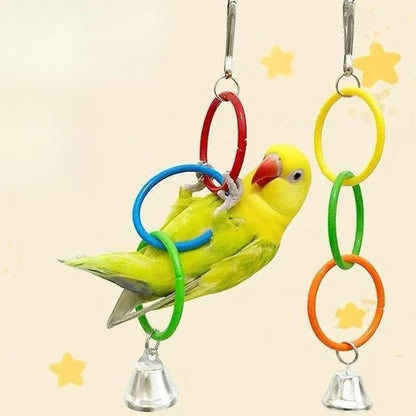 Parrot Swing Toy Bird Cage Toys with Bell Sound Colorful Climbing Ring for Lovebirds Color Ring Grinder Nibble Bird Toy Cage