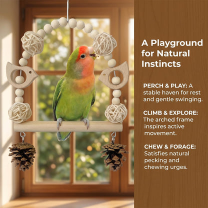 Bird Swing Bird Toys Parrot Toys Parakeet Toys Bird Cage Accessories for Budgerigar, Parakeet, Conure, Cockatiel, Mynah, Love Birds, Finches (A)