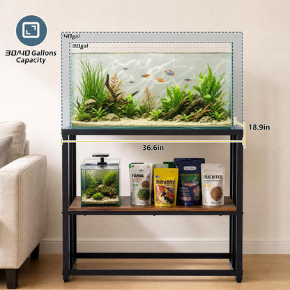 40 Gallon Fish Tank Stand for Aquarium Stand Metal Fish Tank Stand,Brown | Powder Metal Fish Tank Stand 36.6"X18.5"X30"Dual-Layer Design Terrarium Stand Ideal for Home and Office & Small Pet Shop