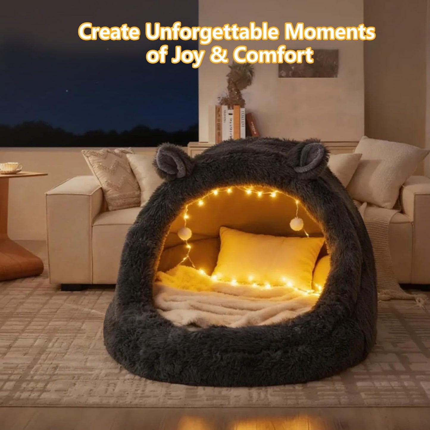 XXL Human Size Dog Bed 55"X43"X35" | Extra Large Human Size Pet Bed, Removable Pillow & Blanket Included, Machine Washable, Grey, for Adults & Pets