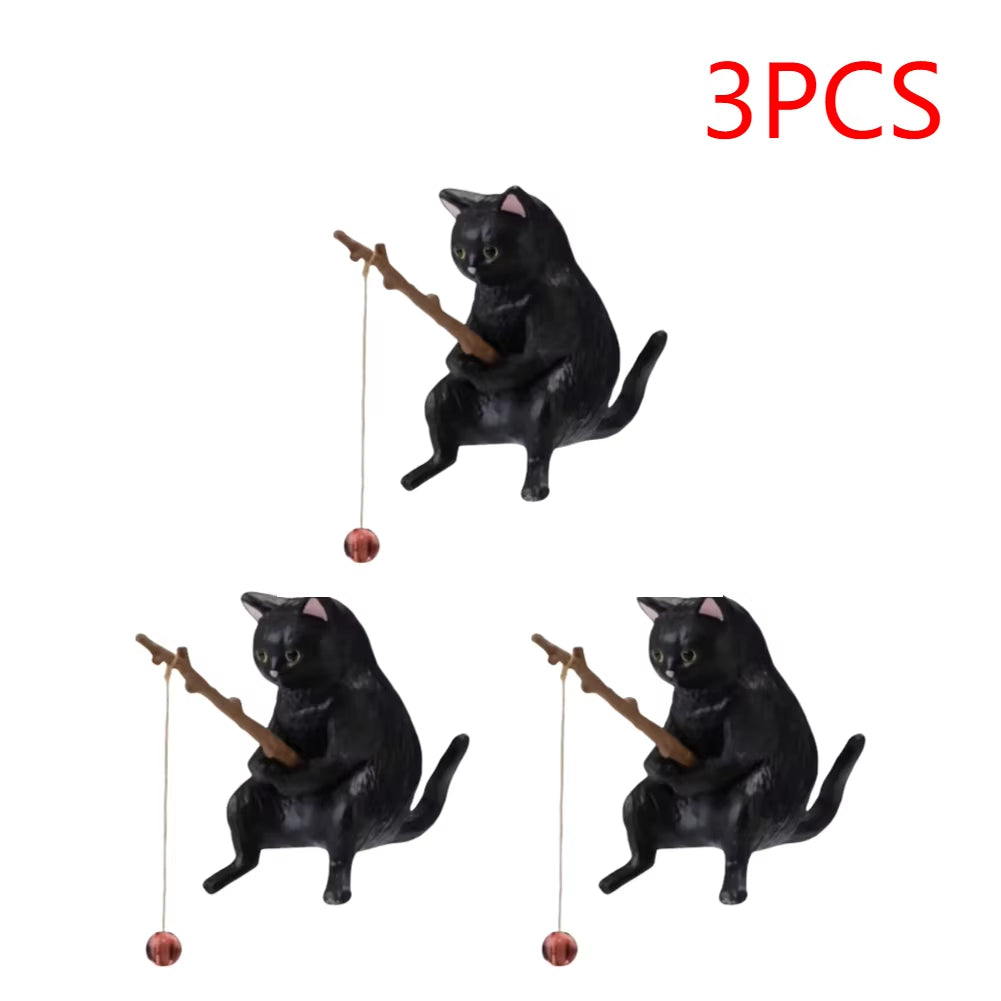 1-5PCS Fishing Cat Aquariums Decorations Fishtanks Hangable Decors Landscape Aquaticpet Fishtank Ornament Desktop Accessories