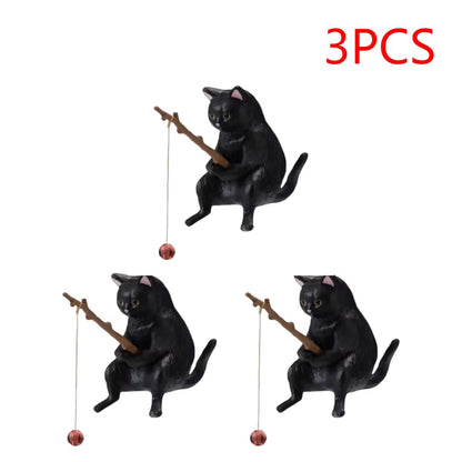 1-5PCS Fishing Cat Aquariums Decorations Fishtanks Hangable Decors Landscape Aquaticpet Fishtank Ornament Desktop Accessories