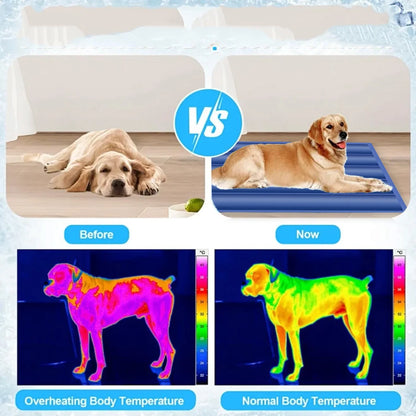 2026 New Dog Cooling Mat, Cooling Mat for Dogs & Cats, Pet Cool Pad for Indoor and Outdoor Use, Washable Portable Pets Cool Pad for Dogs (Blue, 20X16In)