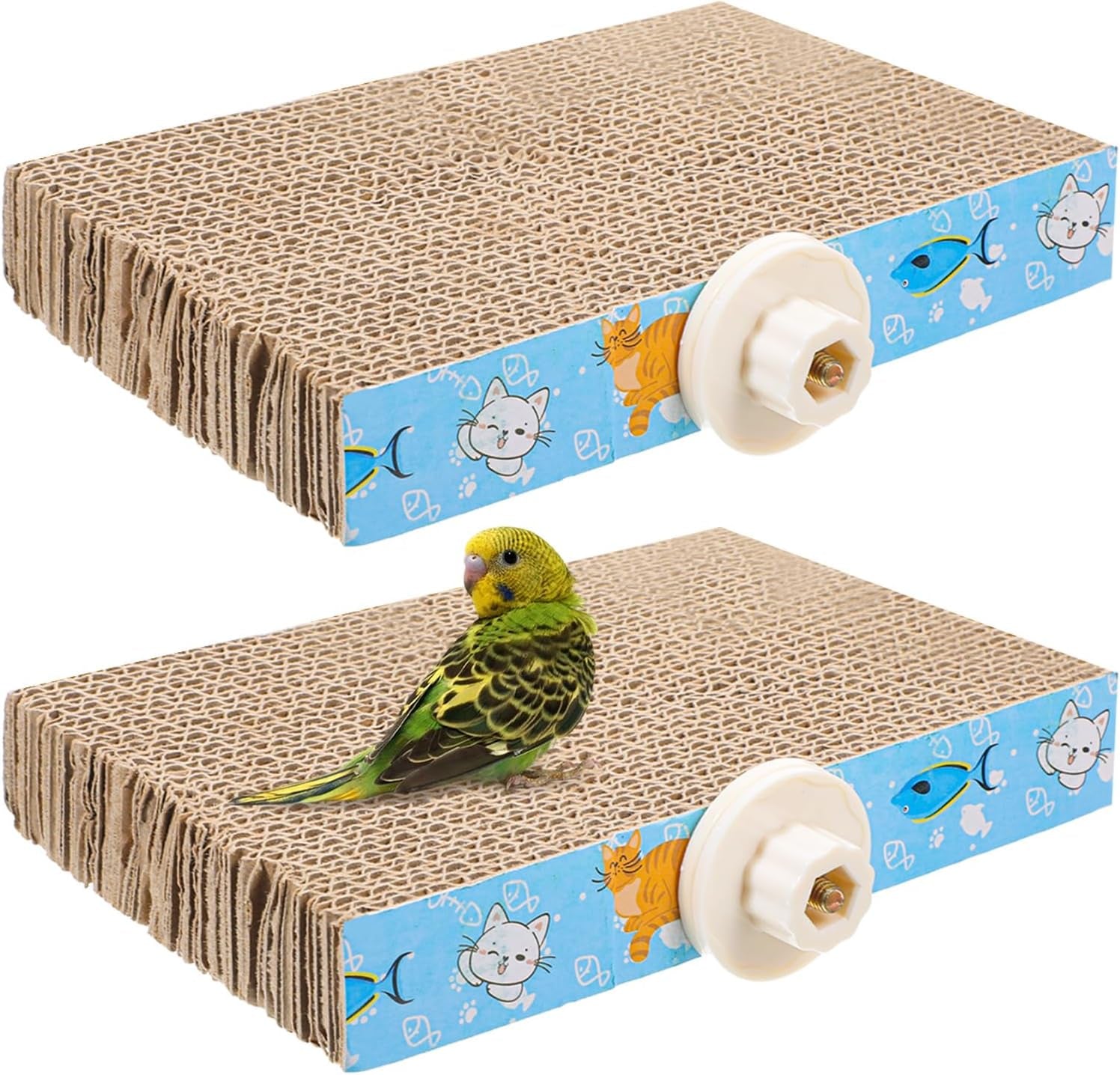 2 PCS Bird Chew Toy Parrot Cage Perch Cardboard Platform Bird Paw Grinding Stand for Cage Birds Resting Platform Stand Parrot Playground Exercise Toys Parakeetscage Accessories (Size M