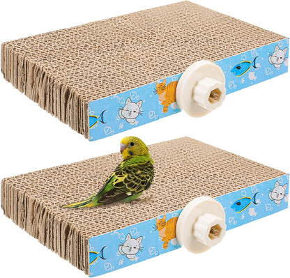 2 PCS Bird Chew Toy Parrot Cage Perch Cardboard Platform Bird Paw Grinding Stand for Cage Birds Resting Platform Stand Parrot Playground Exercise Toys Parakeetscage Accessories (Size M