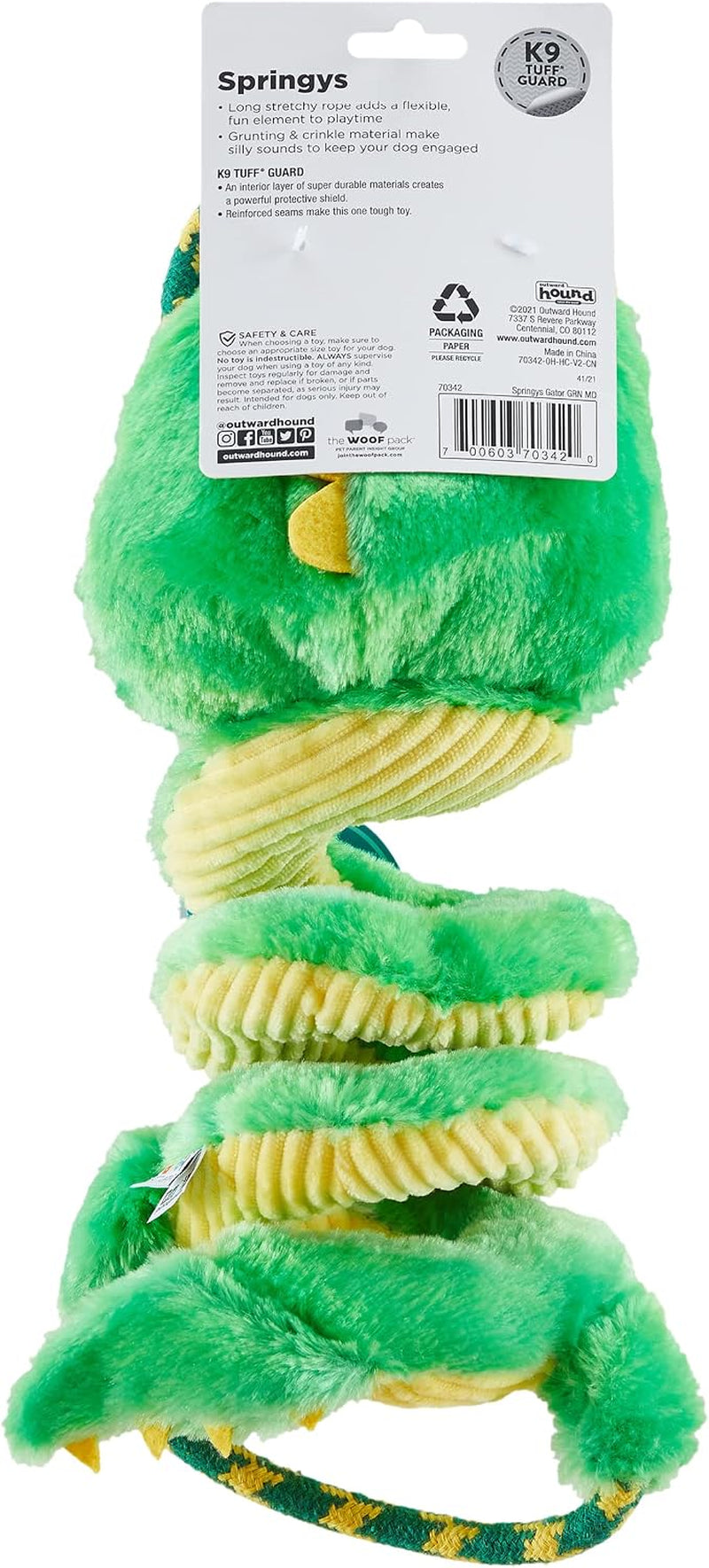 Charming Pet Springys Gator Plush Dog Tug Toy