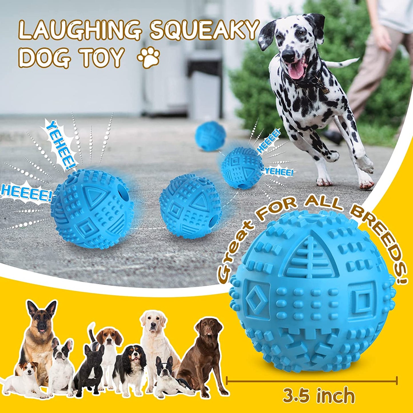 Dog Balls Treat Dispensing Dog Toys for Aggressive Chewers Large Breed | Nearly Indestructible Squeaky Puppy Chew Toys for Largebreeds, Natural Rubber Doggie Puzzle Toys, Pet Treat Ball