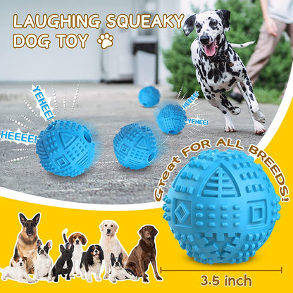Dog Balls Treat Dispensing Dog Toys for Aggressive Chewers Large Breed | Nearly Indestructible Squeaky Puppy Chew Toys for Largebreeds, Natural Rubber Doggie Puzzle Toys, Pet Treat Ball