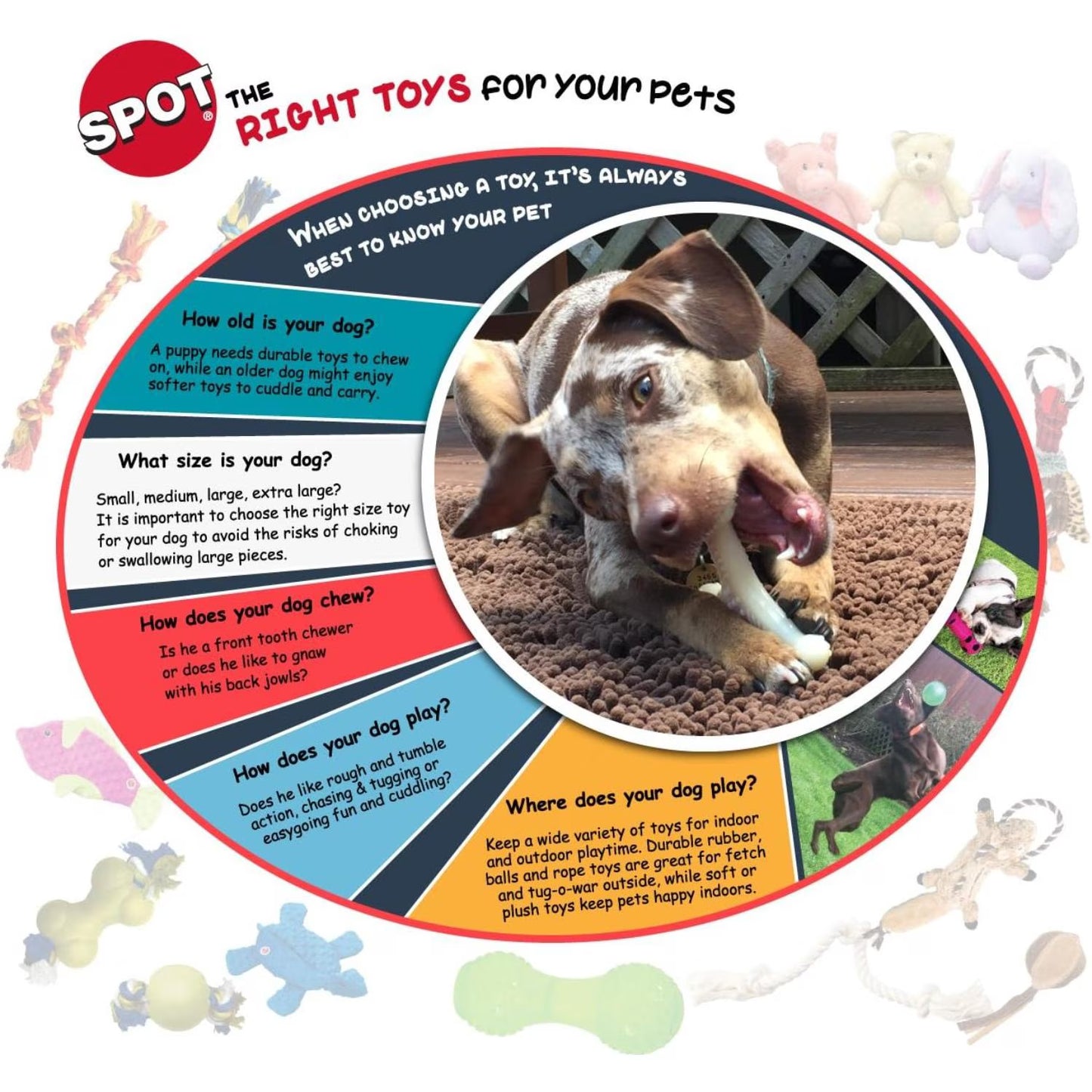 Play Rubber Bones for Dogs – Durable TPR Chew Toy with Treat Hole for Aggressive Chewers, Medium & Large Dogs and Puppies, 6.5 Inch