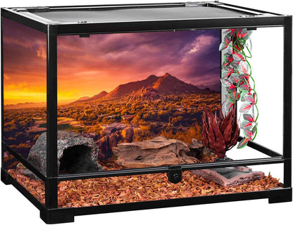 24X12 Inches Sun and Desert Terrarium Background Mountain Oasis Gobi Reptile Habitat Background Vinyl